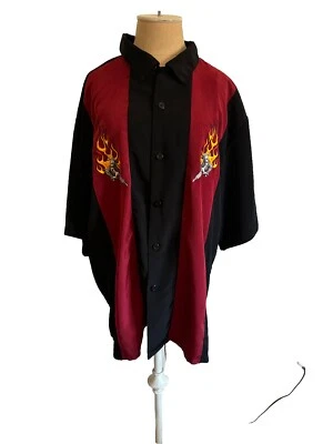 Camisa de salón Chrome Eagle para motociclista XXL bordada en llamas dados para hombre Foto 1 de 4