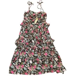 ACOA Ruffled Maxi Dress Sz XL Tiered Floral Fairy Whimsygoth Spaghetti Strap - Picture 1 of 7