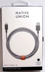 Native Union 10' USB Type C-to-USB Type A Cable for Phone, Tablet - Zebra - Photo 1 sur 3