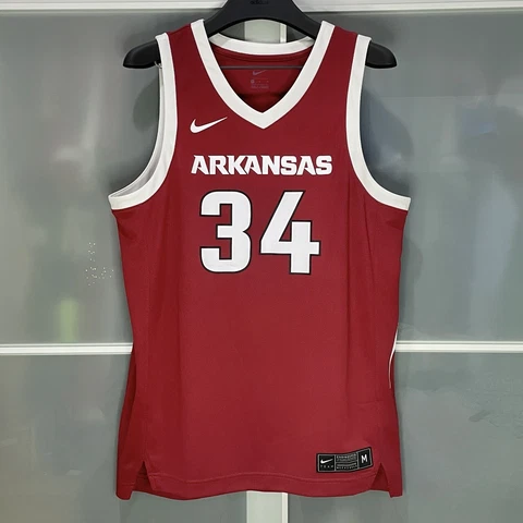 NIKE ARKANSAS RAZORBACKS #34 NCAA MENS BASKETBALL GAME JERSEY RED M NEW Cover