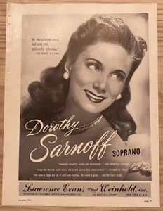 Auténtico anuncio soprano de reserva de gira de 1949 de colección de Dorothy Sarnoff - Imagen 1 de 2