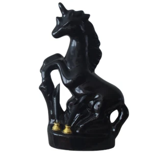 Vintage 80's Unicorn Black Double Pen Holder Desk Decor Whimsical Fantasy - Picture 1 of 9