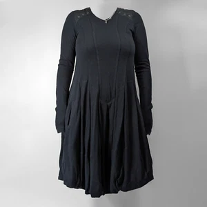 Vestido Marithe Francois Girbaud Plisado Asimétrico Azul Lana Rodilla IT40/S-M/US4 - Imagen 1 de 23