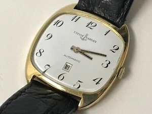 VINTAGE ULYSSE NARDIN 25 JEWEL AUTOMATIC 18k YELLOW GOLD 36mm MENS DATE WATCH - Picture 1 of 12