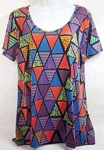 Camiseta para mujer LuLaRoe clásica L roja azul púrpura verde multicolor nueva con etiquetas - Imagen 1 de 3