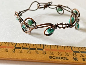 Copper Wire & Turquoise Bracelet, Handmade - Picture 1 of 3