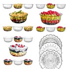 Trifle Bowl Set 7 Piece  Set Clear Glass Fruit  Salad Dessert Punch Bowl  Dishes