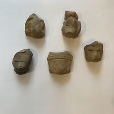 Pre Columbian Stone Carved Heads, Lot Of 5