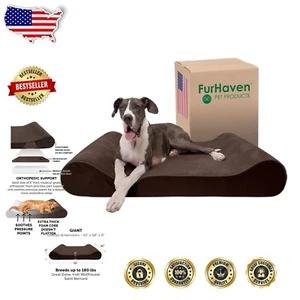 Plush Orthopedic Dog Bed for Extra Large Breeds - Removable Espresso Cover - Picture 1 of 12