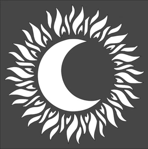 1- 8x8 inch Custom Cut Stencil, (TC-11) Fire Moon - Picture 1 of 1