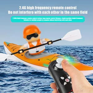 Remote Control Kids Boat Toy with LED, 2.4GHz RC Kayak Boat Balance Water Ship - Picture 1 of 27