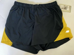 NEW BALANCE Women's Small Black Gold Running Jogging Shorts A SNAIL'S PACE New - Picture 1 of 8