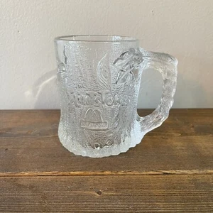 Flintstones McDonald's Treemendous Mug Clear Frosted Glass Cup France VTG 1993 - Picture 1 of 6
