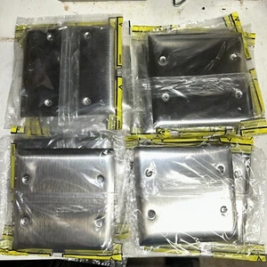 17) PASS & SEYMOUR SS23 STANDARD BLANK WALL-PLATE, TWO-GANG, STAINLESS STEEL - Picture 1 of 3