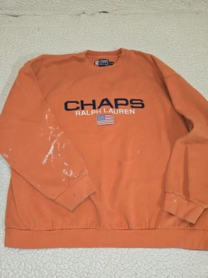 Sudadera Thrashed De Colección Ralph Lauren Para Hombre XL Bandera Logo Crew Pintura Mancha Grung Foto 1 de 4