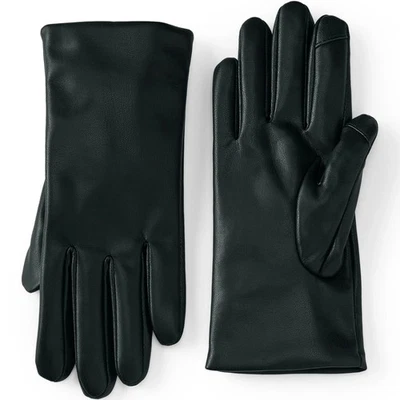 Guante de cuero sintético forrado Cashtouch negro Lands End para mujer talla XL Foto 1 de 2
