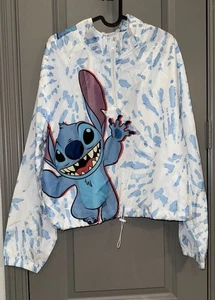 Disney Lilo & Stitch Windbreaker Jacke mit Naht auf Batik Hintergrund. XL - Bild 1 von 9