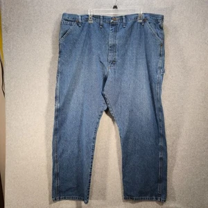 Wrangler Carpenter Jeans Men’s 46x30 Relaxed Fit Blue Denim Workwear Utility - Picture 1 of 10