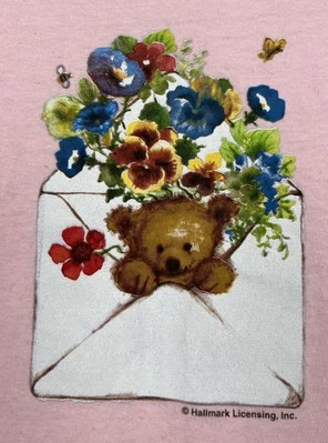 Vintage Morning Sun Tee Womens Large Cottagecore Pink Bear Flowers Cotton USA - Image 1 of 4