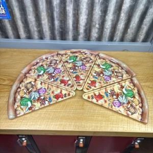 5 VTG Pizza Slice Serving Trays Shaped Plates Deborah Mallow Plastic 90s Single - Picture 1 of 11