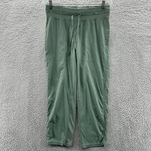 Lululemon Pants Womens 8 Green Striped Dance Studio Crop 25 Pants Stretch Hiking - Picture 1 of 13