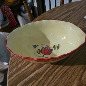 Pfaltzgraff Napoli Stoneware 11.5'' Serving Bowl - Hand-Painted Floral Design - Picture 1 of 6