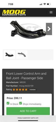 Brazo de control inferior delantero y rótula - lado del pasajero - Nissan Sentra 2013-2019 Foto 1 de 3