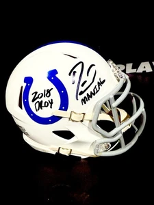 DARIUS LEONARD SIGNED Mini Helmet Indianapolis Colts “Maniac” “2018 DROY”JSA COA - Picture 1 of 2