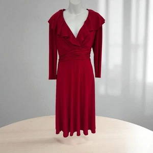 EVAN PICONE Kleid Größe 12 A-Linie rot 3/4 Arm Stretch Strick knielang - Bild 1 von 10