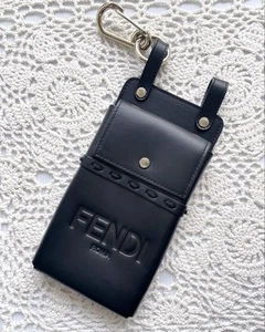 FENDI Phone Pouch with Carabiner Logo Black #PF12NV - Picture 1 of 10