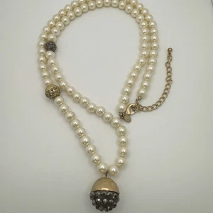 Chicos Halskette Kunstperlen Strass Kugel Akzente goldfarben lang 34 bis 38 Zoll - Bild 1 von 11