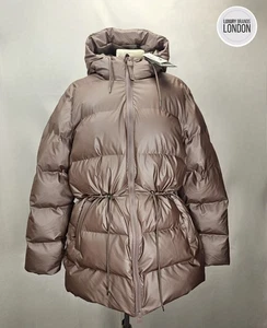 Rains Alta Long Puffer String W Womens Jacket Large Brand New Authentic RRP £400 - Picture 1 of 16