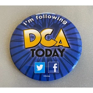 Disney I'm Following DCA Today Social Media Disneyland California Pin Button - Picture 1 of 2