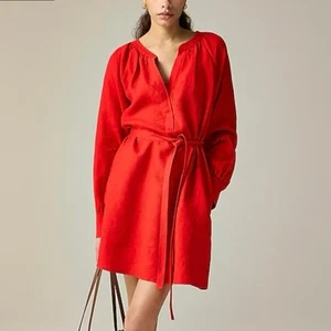 J.Crew Cabana Mini Abito Lino Rosso Arroyo Taglia XXS Nuovo con etichette - Foto 1 di 9