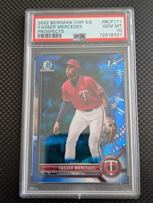 2022 Bowman Chrome Sapphire 1st Yasser Mercedes Prospects PSA 10 - Image 1 of 2