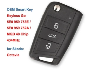 Keyless Go Smart Remote Car Key Fob 434MHz MQB 48 Chip for Skoda Octavia - Picture 1 of 4