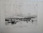 Vue Prise Dans Le Port De Plymouth Par Jules Dupr Lithographie Originale 1836.