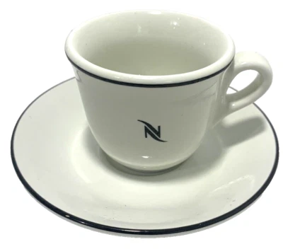 Nespresso Demitasse Espresso Cup And Saucer Tognana Black Logo Germany - Image 1 of 4