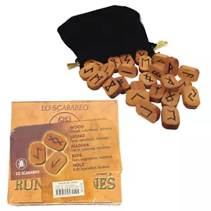 Wooden Runes by Lo Scarabeo - Futhark set w/bag and guide - NEW - Picture 1 of 3