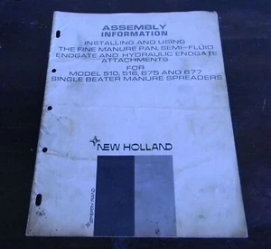 VTG NEW HOLLAND 510 516 675 677 END GATE MANURE SPREADER ASSEMBLY & USE MANUAL - Picture 1 of 5