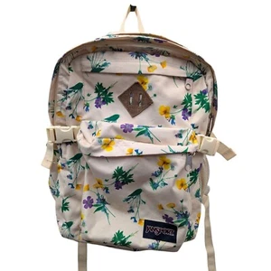 Jansport Main Campus Light Yellow Beige Spring Floral Backpack Schoolbag - Picture 1 of 12
