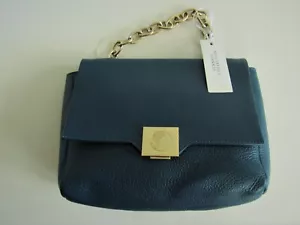 New Versace Collection Indigo Blue Leather Chain Handbag - Picture 1 of 11