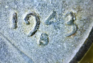 1943 S Steel Wheat Cent Weak 4 & S Over Polished Date Mint Mark Error XF Penny - Picture 1 of 5