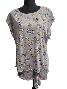 Set 2 pezzi Tom & Jerry Sleep Wear (2XL 18-20) grigio grafica volant elastico in vita - Foto 1 di 7