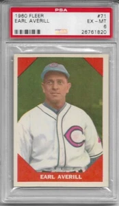 1960 Fleer Earl Averill #71 Grandes del béisbol Calificado PSA 6 EX-MT Cleveland Indians - Imagen 1 de 2