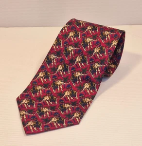 Red Silk Necktie – Elephant Design – Business Formal Men’s Tie – Preloved - Bild 1 von 5