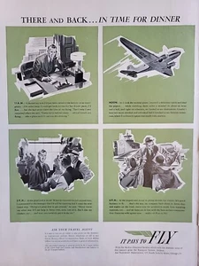 1941 Print Advertising Air Transport Association It Pays To Fly  Life Mag Green - Picture 1 of 3