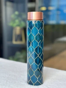 Meenakari bedruckte Bleistiftflasche, 100 % reines Kupfer stilvoll bedruckte Wasserflasche - Bild 1 von 5