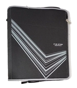 Five Star Mead 2 Inch Zipper Binder 3 Ring Binder Xpanz Black Gray - Picture 1 of 4