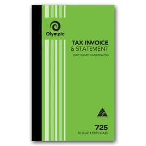 Olympic 725 Triplicate Carbonless Invoice/Statement Book - Bild 1 von 1